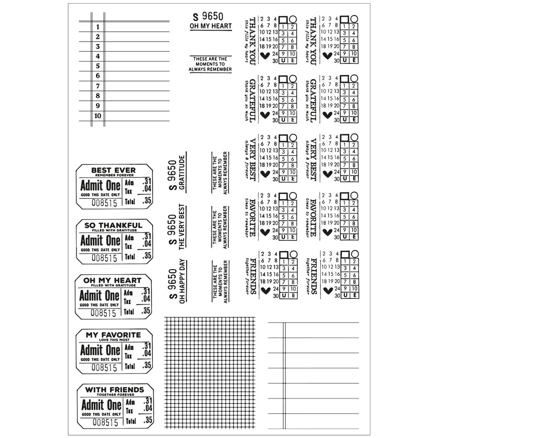 Sizzix A5 Clear Stamps 17PK w/4PK Framelits Die - Forever Journal Essentials by 49 and Market (666705)