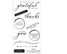 Load image into Gallery viewer, Sizzix Clear Stamps 11PK w/4PK Framelits Die - Thankful Sentiments by 49 and Market (666708)
