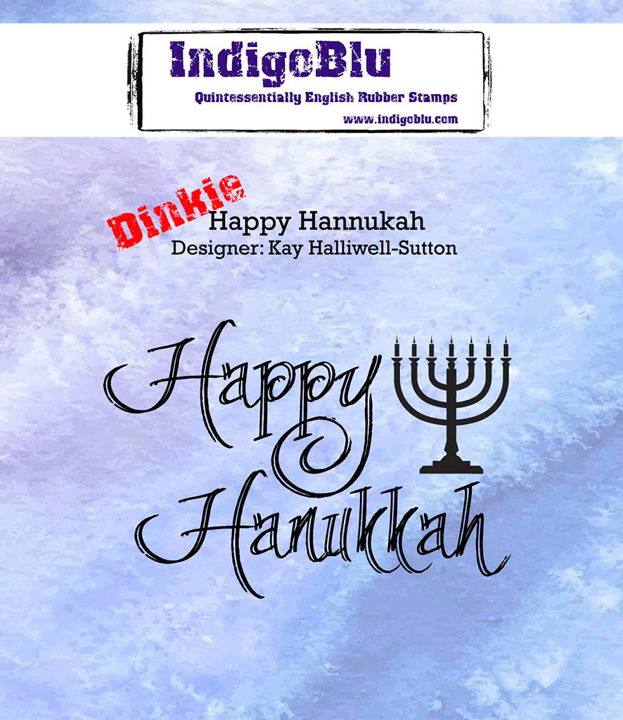 IndigoBlu Quintessentially English Rubber Stamps A7 Dinkie Happy Hanukkah