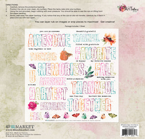 49 and Market Art Options Spice Collection 12x12 Sentiments Rub-On Sheet (AOS-25323)