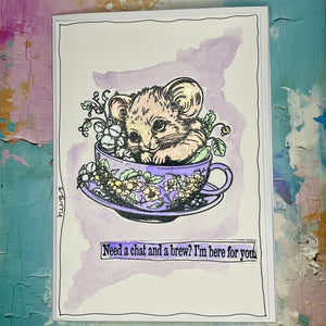 IndigoBlu A6 Red Rubber Stamp Adorable Dormouse