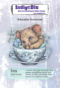 IndigoBlu A6 Red Rubber Stamp Adorable Dormouse