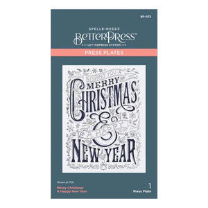 Spellbinders Paper Arts BetterPress Letterpress Press Plates Merry Christmas & Happy New Year (BP-072)