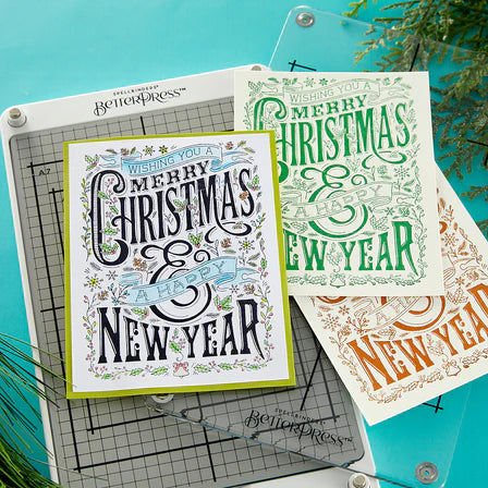 Spellbinders Paper Arts BetterPress Letterpress Press Plates Merry Christmas & Happy New Year (BP-072)