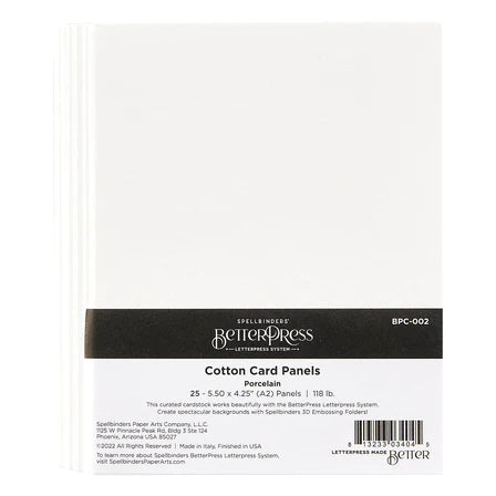 Spellbinders Paper Arts BetterPress Letterpress System Cotton Card Panels Porcelain (BPC-002)