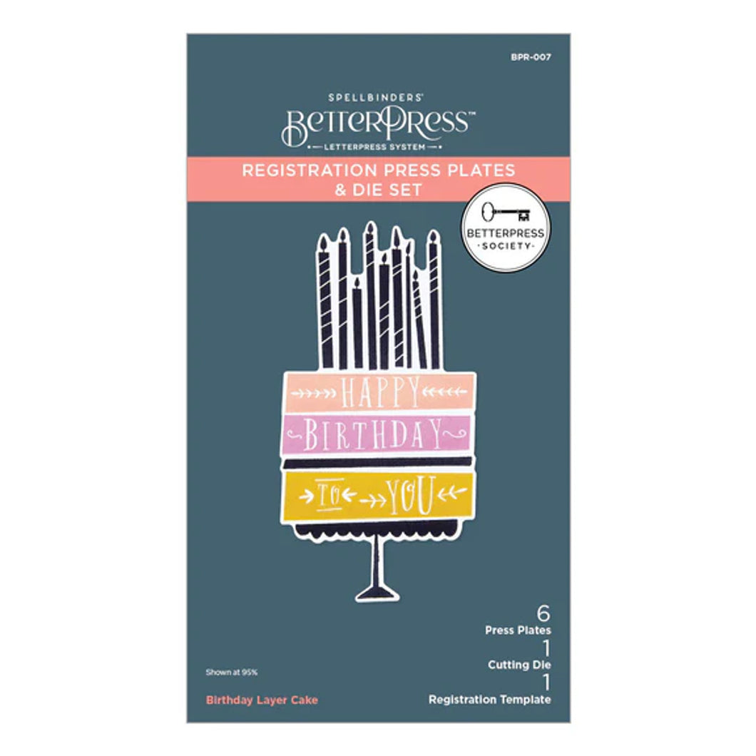 Spellbinders BetterPress Society April 2024 Plate Birthday Layer Cake (BPR-007)