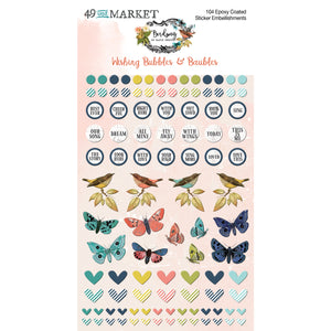 49 & Market Birdsong Wishing Bubbles Epoxy Stickers  (BSK-29277)