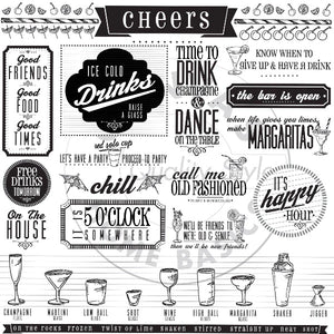 Canvas Corp. Happy Hour Sayings on White 12x12 Scrapbook Paper (CCP2881)