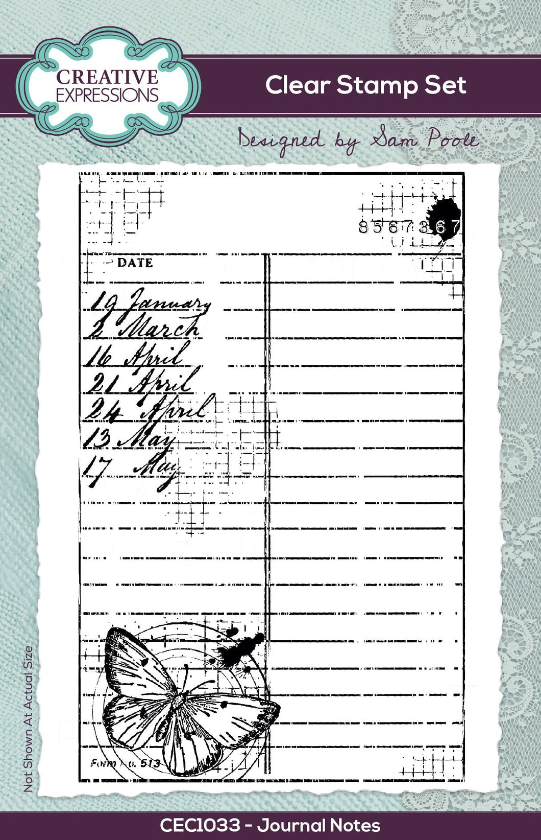 Creative Expressions Clear Stamp Set Journal Notes designed by Sam Poole (CEC1033)