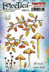 PaperArtsy Rubber Stamp Set Fall Breeze Autumn Leaves by Kay Carley (EKC71)