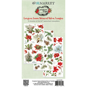 PRE-ORDER 49 and Market Evergreen Season Collection Botanical Rub On Transfers