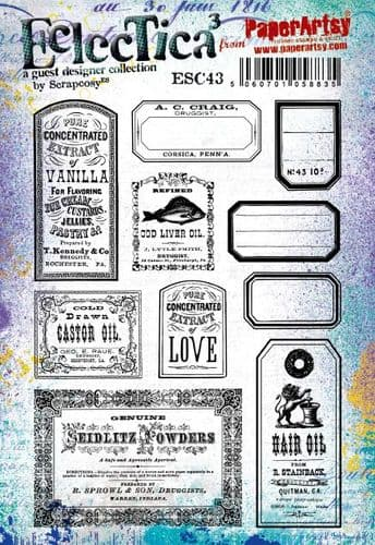 PaperArtsy Stamp Set Labels designed by Scrapcosy (ESC43)