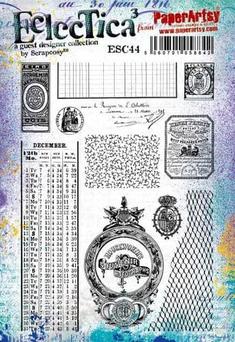 PRE-ORDER PaperArtsy Stamp Set Ledgers and Stamps designed by Scrapcosy (ESC44)