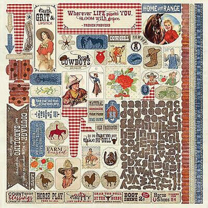 Authentique Frontier Collection 12x12 Scrapbook Paper Frontier Details (FNT010)