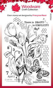 Woodware Craft Collection Clear Stamp Set Sweet Pea Postcard (FRS1035)