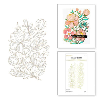 Spellbinders Paper Arts Hot Foil Plate & Stencil Set Glimmering Peonies (GLP-436)