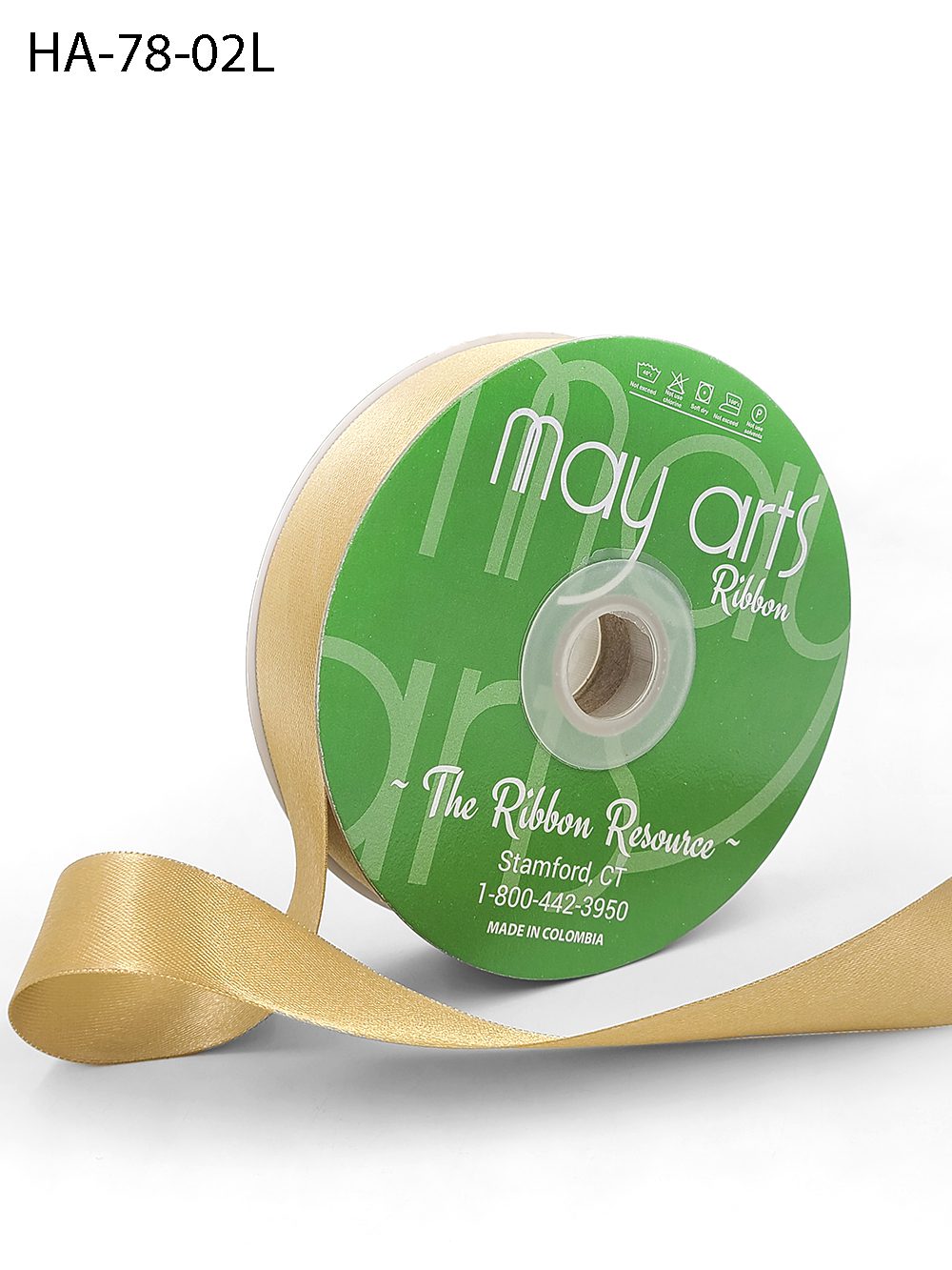 May Art Ribbons 7/8 Inch (24MM) Gold Luster Double Faced Satin Ribbon with Woven Edge HA-78-02L)(