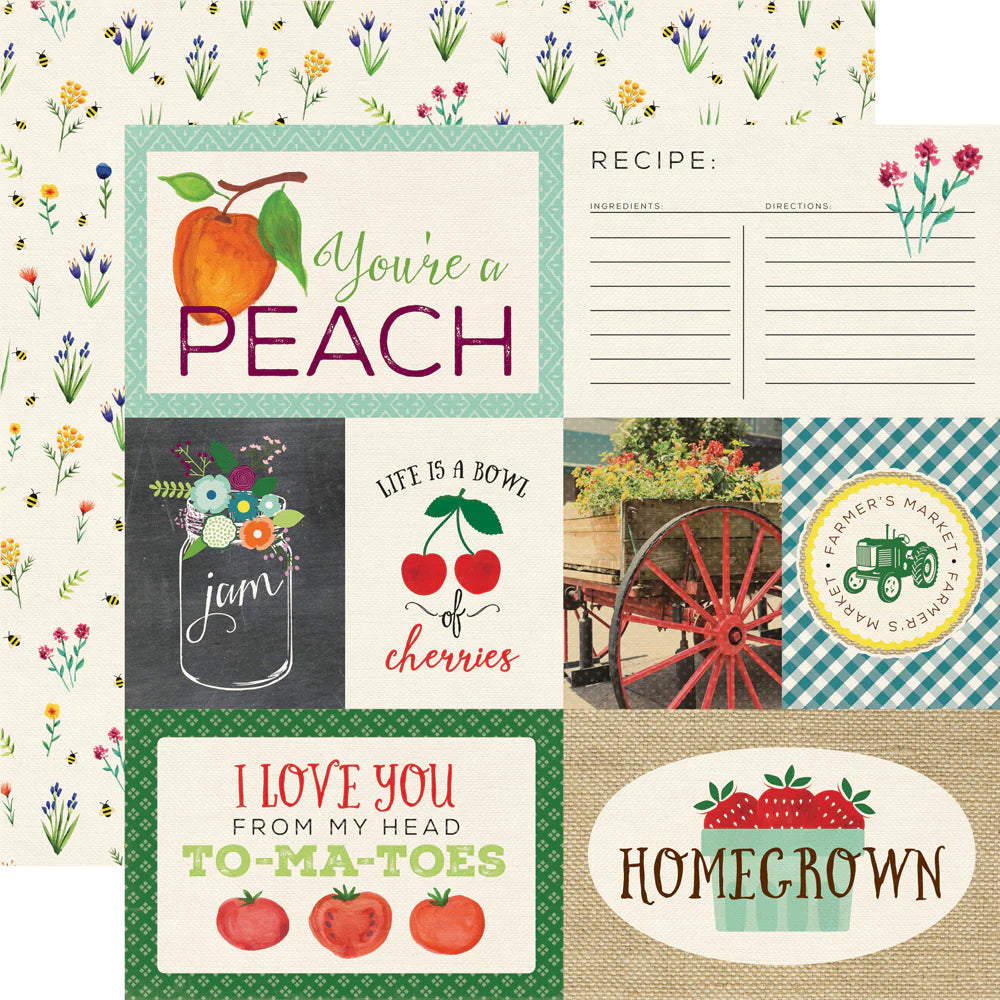 Echo Park Homegrown Collection 12x12 Scrapbook Paper Journaling Cards (HG87008)