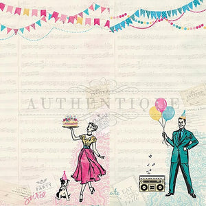 Authentique Party Collection 12x12 Scrapbook Paper Party One (PAR001)