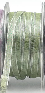 May Arts Ribbons 1/4" Sheer Metallic Wired Ribbon Green (PH15)