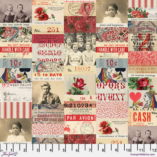 Tim Holtz Freespirit Fabric Red Collage (PWTH220.RED)