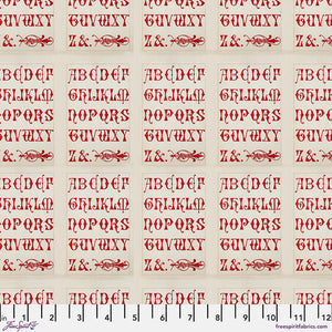 Tim Holtz Freespirit Fabric Red Typography (PWTH224.RED)