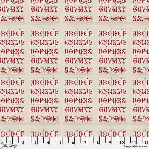 Tim Holtz Freespirit Fabric Red Typography (PWTH224.RED)