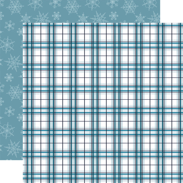 Echo Park Paper Co. Snowed In Collection 12x12 Scrapbook Paper Polar Plaid (SI288008)