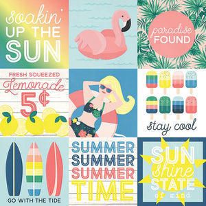 Simple Stories Sunshine and Blue Skies Collection 12x12 Scrapbook Paper 4x4 Elements (10619)