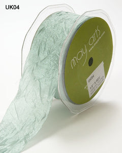 May Arts Ribbons 1.5" Crinkle Crushed Ribbon with Cut Edge Light Green (UK-5-04)