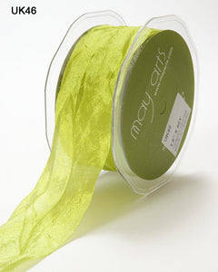 May Arts Ribbons 1.5" Crinkle Crushed Ribbon with Cut Edge Green (UK-46)