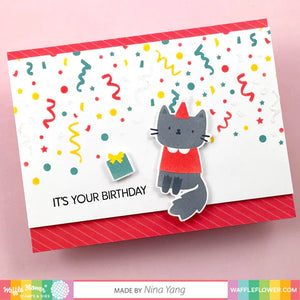 Waffle Flower Birthday Kitties Stencil (WFS076)