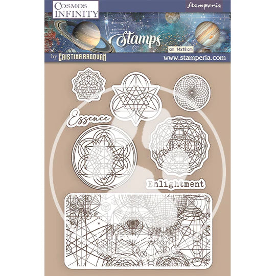 Stamperia Cosmos Infinity Collection Rubber Stamp Essence Symbols