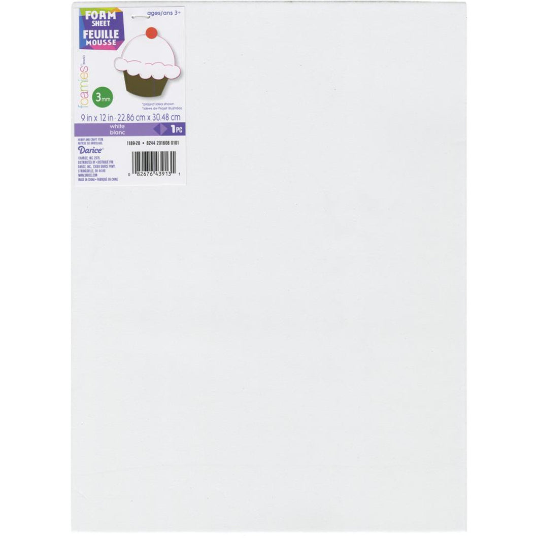 Darice Foam Sheet White 3MM 9x12 (8000155)