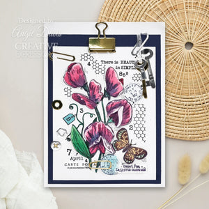 Woodware Craft Collection Clear Stamp Set Sweet Pea Postcard (FRS1035)