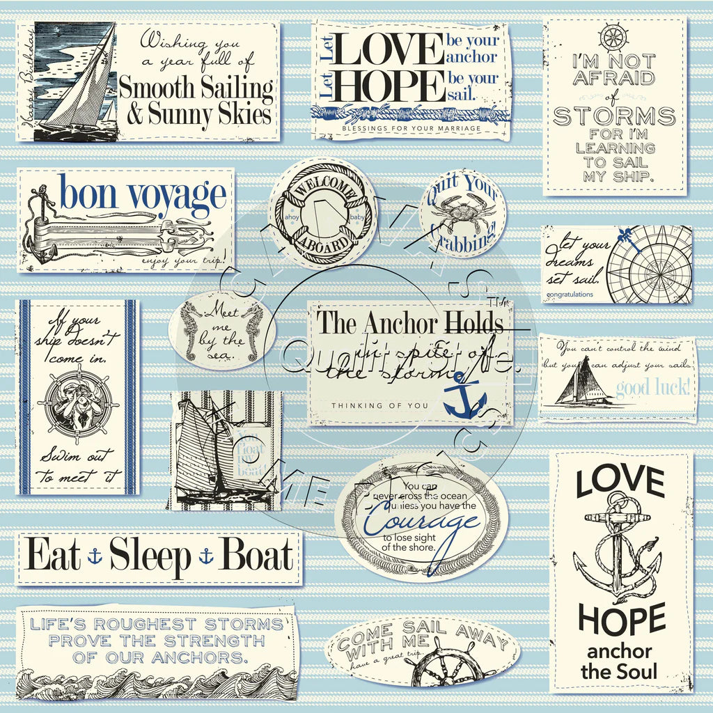 Canvas Corp. Nautical Sayings on Ivory 12x12 Scrapbook Paper (CCP2805)