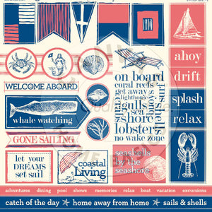 Canvas Corp. Sails & Shells Sampler on Ivory 12x12 Scrapbook Paper (CCP2885)