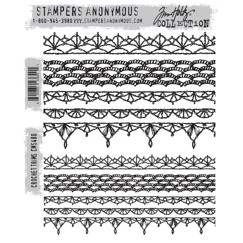 Stampers Anonymous Tim Holtz Cling Rubber Stamps Stamp Crochet Trims (CMS480)