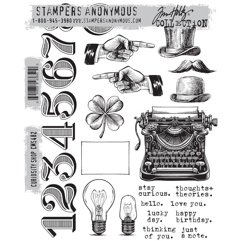 Stampers Anonymous Tim Holtz Cling Rubber Stamps Stamp Curiosity Shop (CMS482)