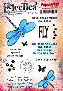 Paper Artsy Eclectica3 Rubber Stamp Set Fly by Emma Godfrey (EEG24)