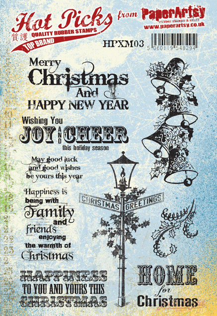 PaperArtsy Rubber Stamp Set Hot Picks Merry Christmas (HPXM03)