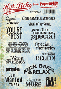 PaperArtsy Rubber Stamp Set Hot Picks Sentiments One (HPXT03)