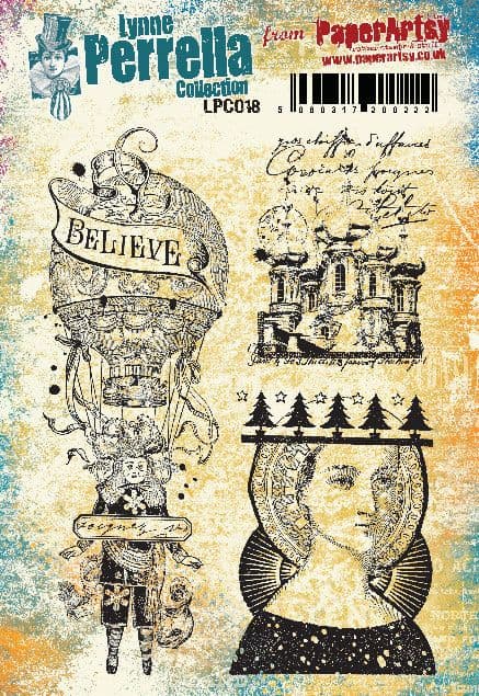 PaperArtsy Rubber Stamp Set Believe Balloon designed by Lynne Perrella (LPC018)