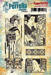 PRE-ORDER PaperArtsy Rubber Stamp Set Asian Dress designed by Lynne Perrella (LPC021)