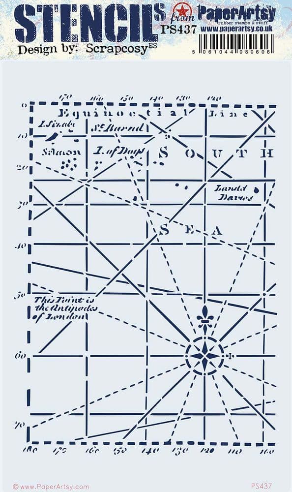 PaperArtsy Stencil Map designed by Scrapcosy (PS437)
