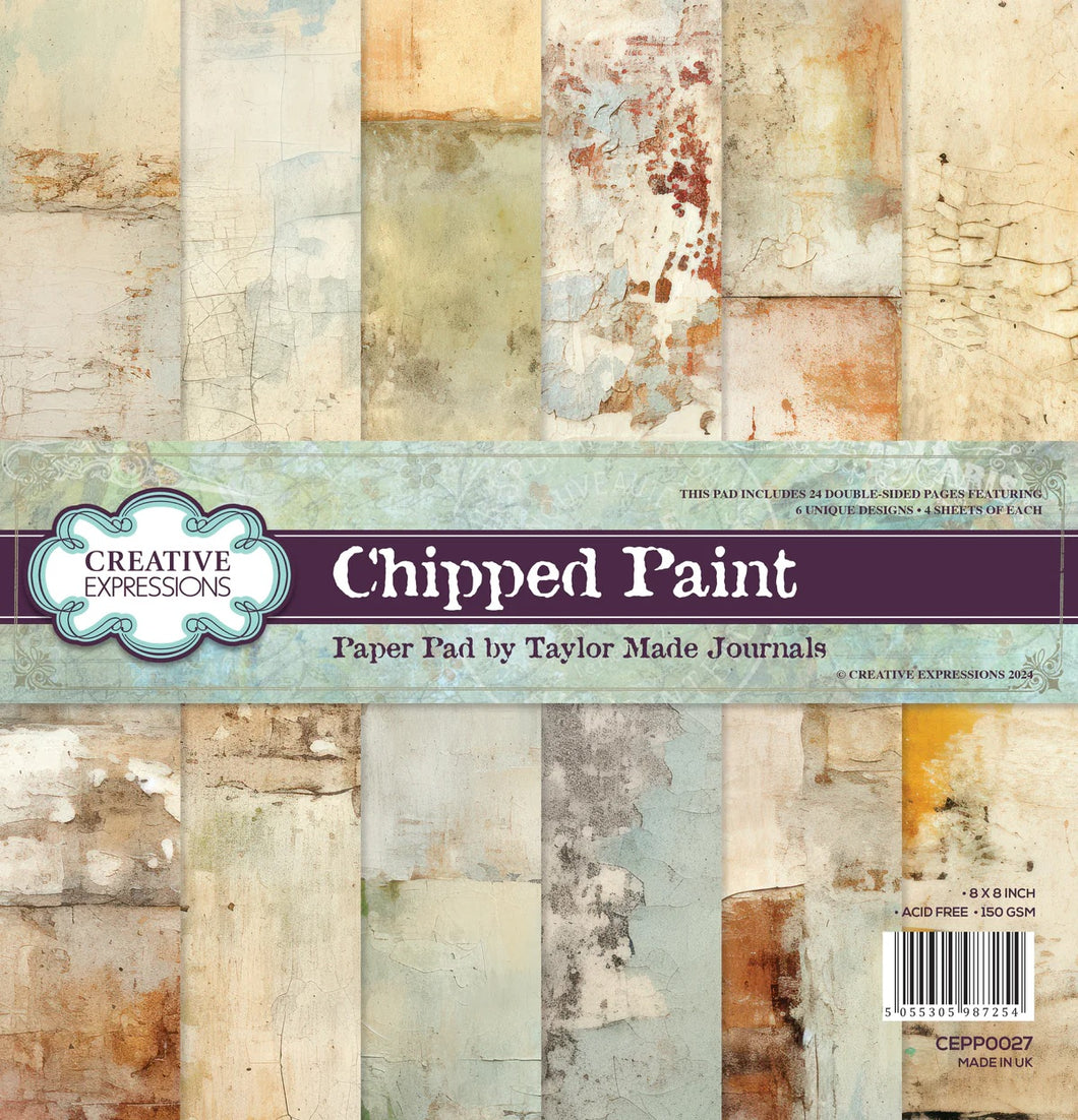 Creative Expressions Chipped Paint 8x8 Paper Pad designed by Taylor Made Journals (CEPP0027)