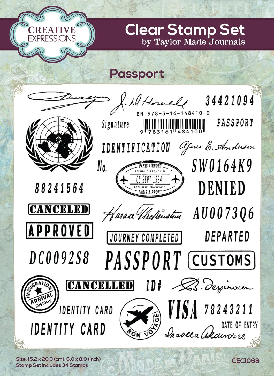 Creative Expressions Clear Stamp Set Passport designed by Taylor Made Journals (CEC1068)