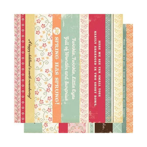 Cosmo Cricket Honey Pie Collection 12x12 Scrapbook Paper Strip Tease (ST279)