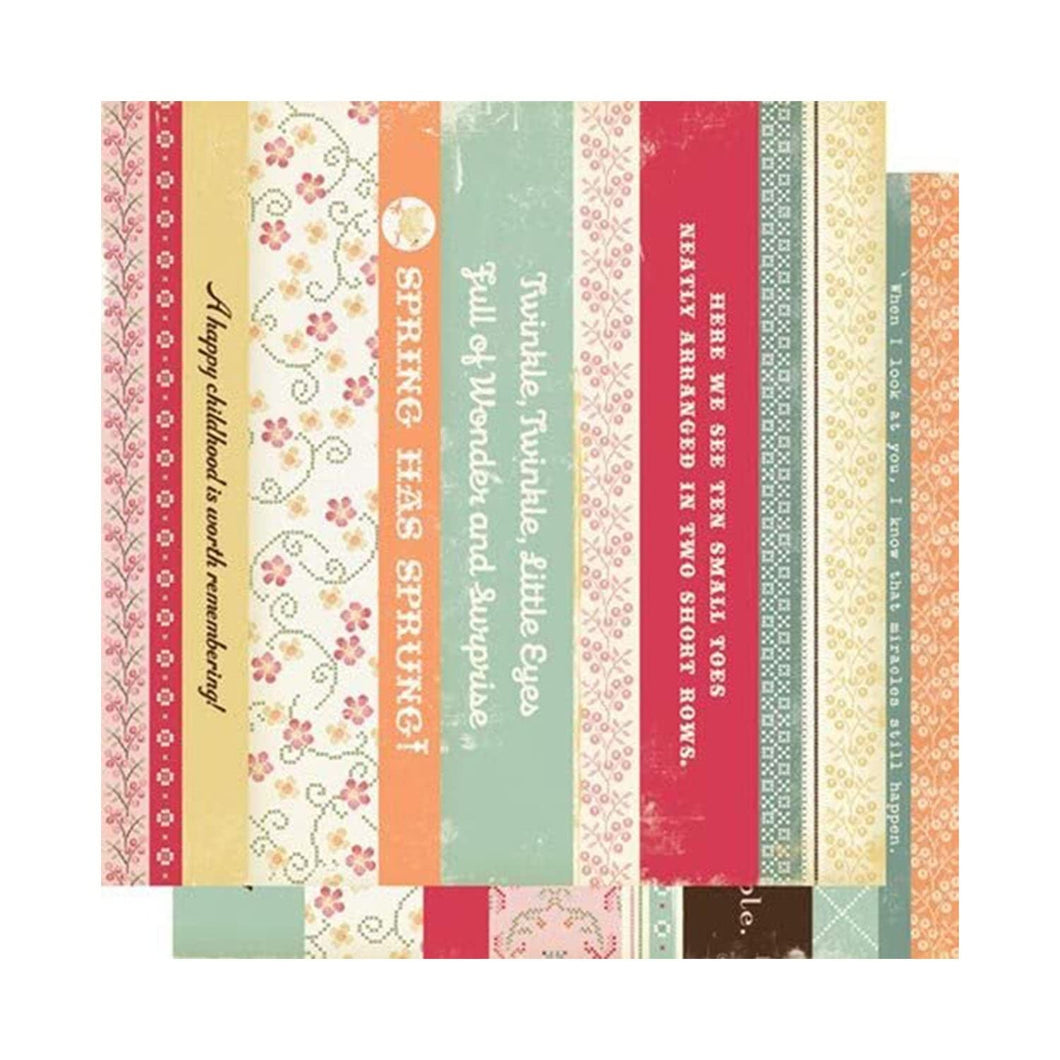 Cosmo Cricket Honey Pie Collection 12x12 Scrapbook Paper Strip Tease (ST279)