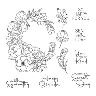 Spellbinders Four Petal Sweet Day Flowers Clear Stamp Set (STP-179)